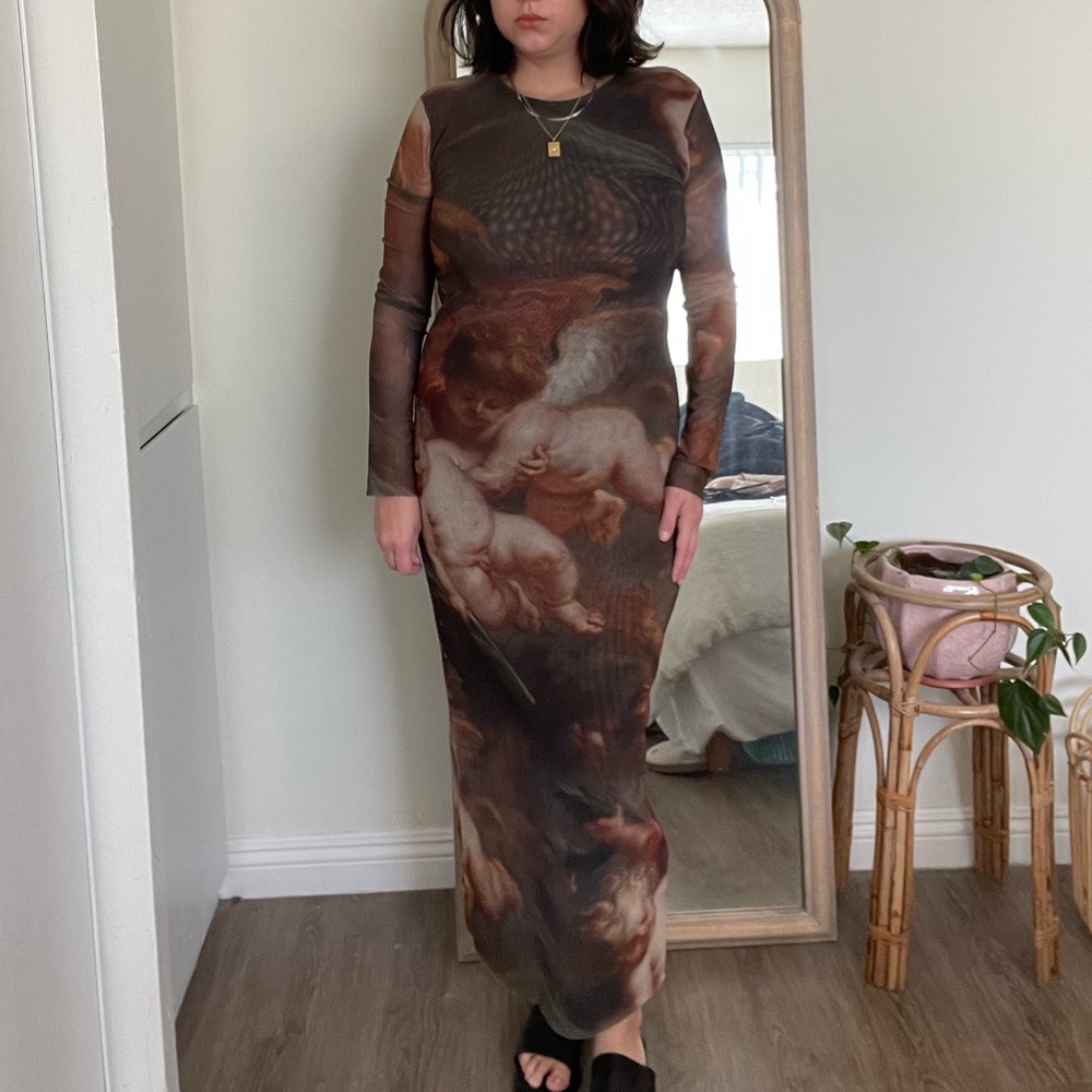 Zara Mesh Cherub Print Dress